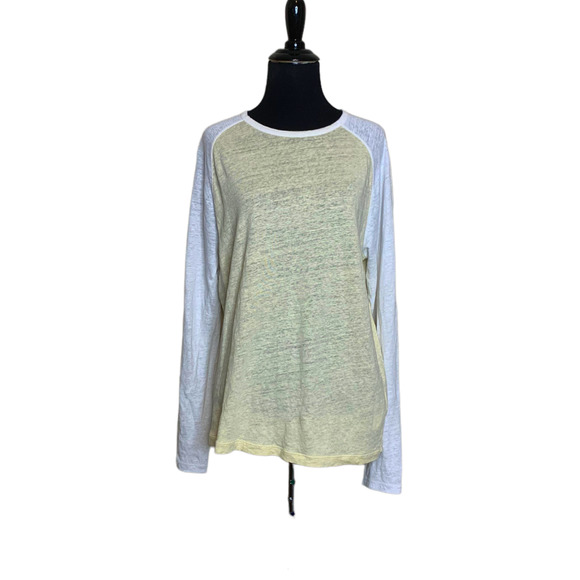 Vince yellow crew neck long sleeves Henley T shirt size Small - Picture 1 of 12